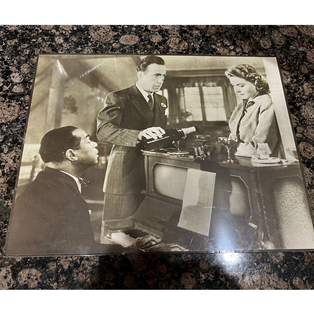Vintage Casablanca Film Still Plaque Humphrey Bogart Ingrid Bergman Art 14x11
